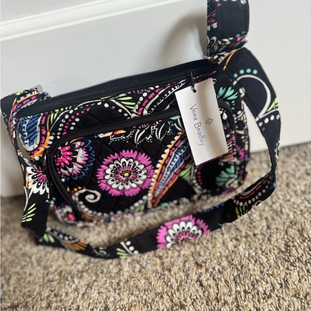 Vera Bradley Black and Pink Floral Crossbody Bag